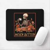 Wunderschönes Skelett mit Kaffee- und Blume-Saal Mousepad (Mit Mouse)