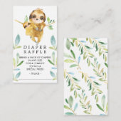 Wunderschönes Sloth Baby Duschkabine - Raffle Tick Begleitkarte (Vorne/Hinten)