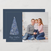 Wunderschönes Spruce Tree Blauer Weihnachten/Foto Einladung (Vorne/Hinten)