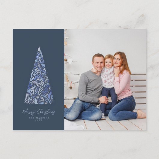 Wunderschönes Spruce Tree Blauer Weihnachten/Foto Postkarte (Vorderseite)