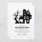 Wunderschönes Spuk Haus. Halloween-Party rustikal Einladung (Vorne/Hinten)