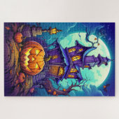 Wunderschönes Spuk Herrenhaus unter Mondlicht Puzzle (Horizontal)