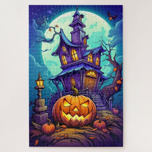 Wunderschönes Spuk Herrenhaus unter Mondlicht Puzzle (Vertikal)