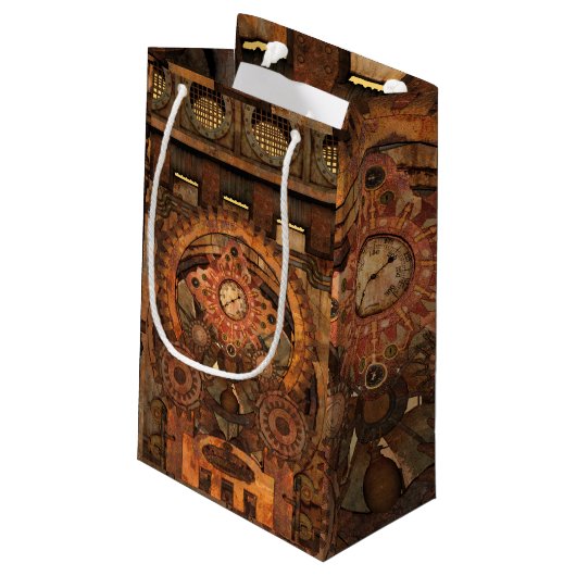 Wunderschönes Steampunkdesign Kleine Geschenktüte (Rückseite Schrägansicht)