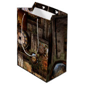 Wunderschönes Steampunkdesign Mittlere Geschenktüte (Rückseite Schrägansicht)