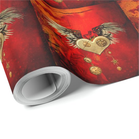 Wunderschönes Steampunkherz Geschenkpapier (Rolleneckpunkt)