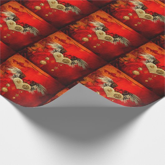 Wunderschönes Steampunkherz Geschenkpapier (Ecke)