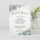 Wunderschönes sukkuläres Brautparty Einladung (Stehend Vorderseite)