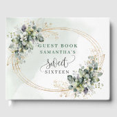 Wunderschönes Sweet 16 salbeigrünes Boho-Blumen-Gä Gästebuch (Vorderseite)