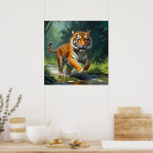 Wunderschönes Tigerspiel im Dschungel Poster (Küche)