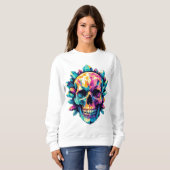 Wunderschönes und farbenfrohes Kristallschädel Sweatshirt (Vorne ganz)