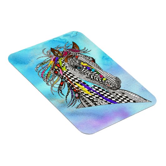 Wunderschönes und farbenfrohes Pferdemagnet 3"x4" Magnet (Rechte Seite)