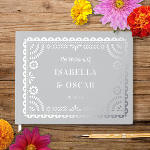 Wunderschönes Verziertes Papel Picado Wedding Silv Gästebuch