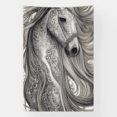 Wunderschönes Verziertes Silbergraupferd mit blühe Banner (Vertikal)