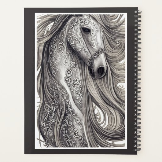 Wunderschönes Verziertes Silbergraupferd mit blühe Planer (Rückseite)