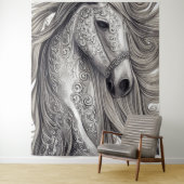 Wunderschönes Verziertes Silbergraupferd mit blühe Wandteppich (Beispiel)