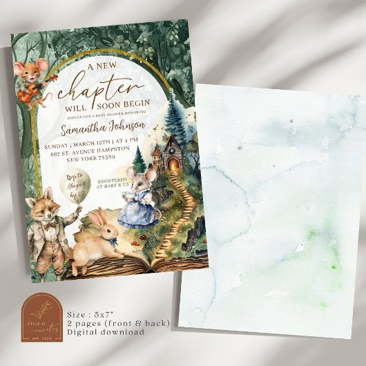 Wunderschönes Waldbuch Kinderdusche Einladung