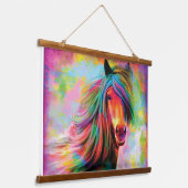 Wunderschönes Wasserfarbenreitpferd Wandteppich Mit Holzrahmen (Gewinkelt)