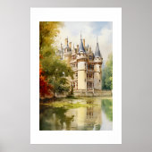 Wunderschönes Watercolor Poster Altes französische (Vorne)