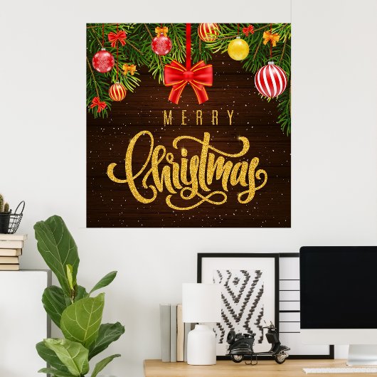 Wunderschönes Weihnachts-Glitzer-Poster Poster (Heimbüro)