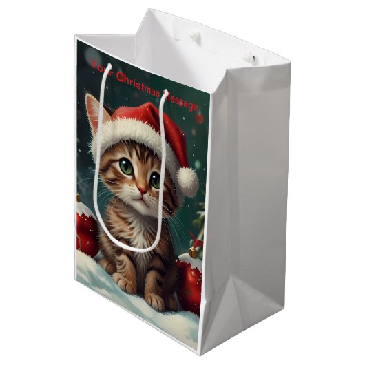 Wunderschönes Weihnachtsglühen Mittlere Geschenktüte (Vorderseite Schrägansicht)