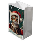 Wunderschönes Weihnachtsglühen Mittlere Geschenktüte (Rückseite Schrägansicht)