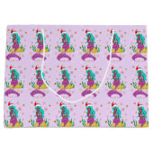 Wunderschönes Weihnachtsschneeflockenmuster Gold Große Geschenktüte (Vorderseite)