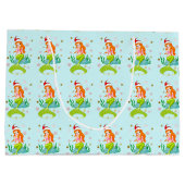 Wunderschönes Weihnachtsschneeflockenmuster Gold Große Geschenktüte (Rückseite)