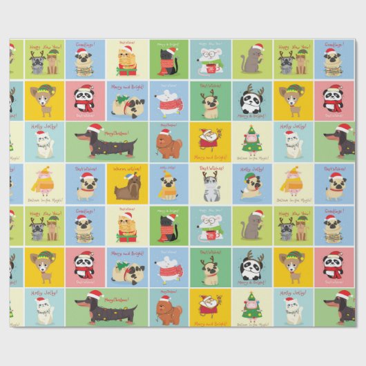 Wunderschönes Weihnachtstierpapier Geschenkpapier (Flach)