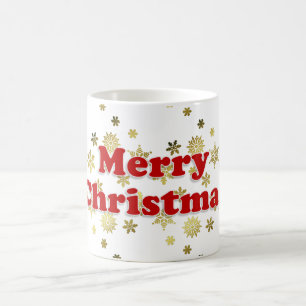 Wunderschönes Weiß Rot und Gold Frohe Weihnachten Kaffeetasse