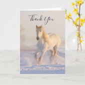 Wunderschönes Weiße Pferd im Schnee Foto Danke Karte (Gelbe Blume)