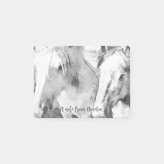 Wunderschönes Weiße Pferd Personalisiert Post-it Klebezettel (Vorderseite)