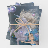 Wunderschönes weißes Einhorn mit wenig Fee Geschenkpapier Set (Beispiel)
