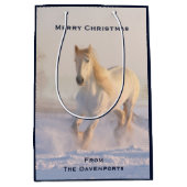 Wunderschönes Weißes Foto Weihnachten Mittlere Geschenktüte (Vorderseite)