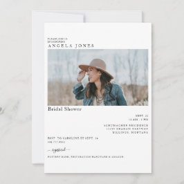 Wunderschönes weißes, modernes Foto Brautparty Einladung