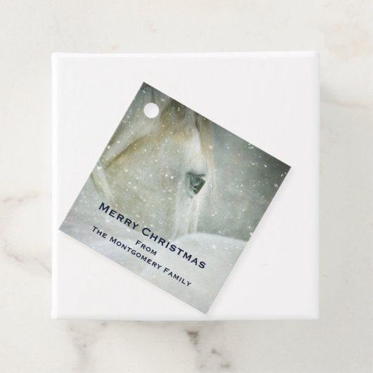 Wunderschönes Weißes Pferd im Winter Foto Weihnach Geschenkanhänger (Beispiel)