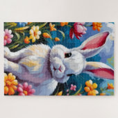 Wunderschönes weißes Sonnenbad umgeben von lebhaft Puzzle (Horizontal)