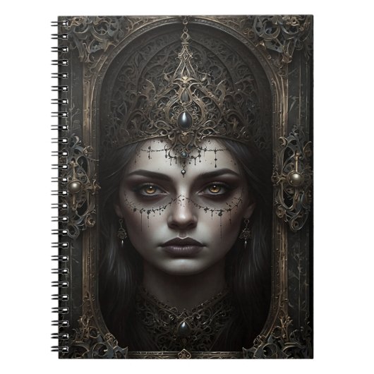 Wunderschönes Young Gothic Woman Spiral Foto Noteb Notizblock (Vorderseite)