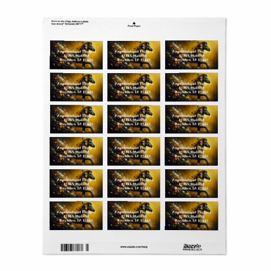 Wunderschönes Zebra und Blume auf gelbem Hintergru Adressaufkleber (Vorne)