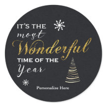 WUNDERSCHÖNSTE TIME Gold Foil Card Holiday Sticker