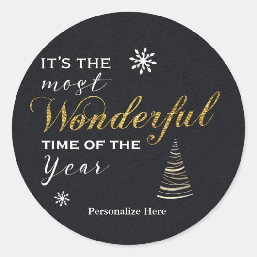 WUNDERSCHÖNSTE TIME Gold Foil Card Holiday Sticker (Vorderseite)