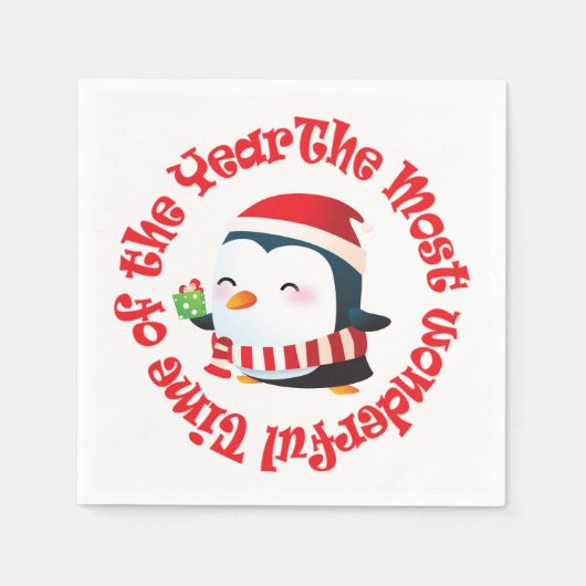 Wunderschönster Weihnachtspenguin Serviette (Vorderseite)