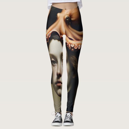 Wunderschöpferisches Meerestier Oktopus Dunkle Aka Leggings (Vorderseite)