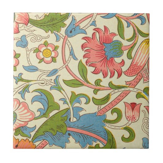 Wundervolle pastellfarbene Retro-William-Morris-Bl Fliese (Vorderseite)
