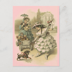WUNDERVOLLE VINTAGE-STIL-MÄDCHEN & PUPPEN-EINLADUN EINLADUNG