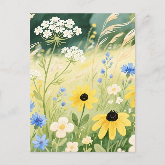 Wundervolle Wildblumenwiese Postkarte (Vorderseite)