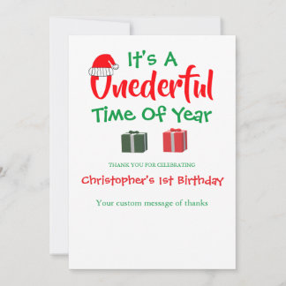 Wundervolles Weihnachtszeit 1. Geburtstag Dankeskarte
