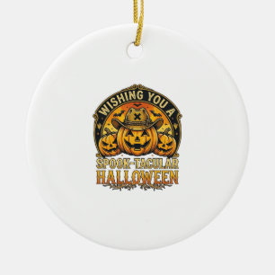 Wünsch dir ein spook-tastisches Halloween-Kürbis-C Keramik Ornament