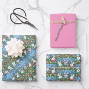 WUNSCH EASTER EGG GARTEN, BUNNY RABBIT BLUME GESCHENKPAPIER SET