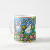 WUNSCH EASTER EGG GARTEN, BUNNY RABBIT BLUME KAFFEETASSE (Vorderseite Links)
